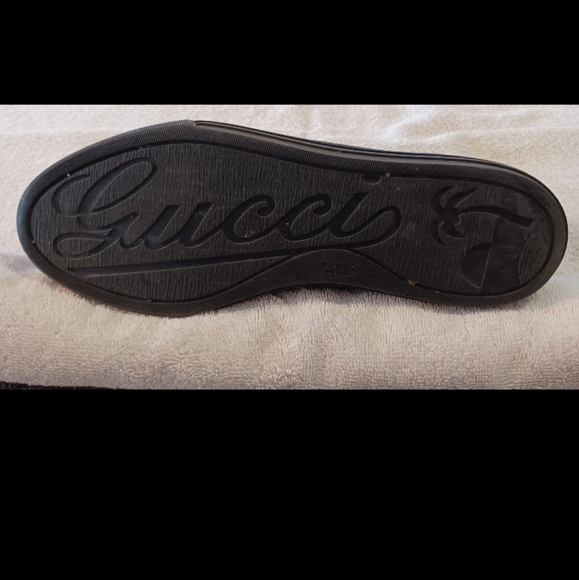 Gucci Black Leather Women's High Top Sneakers Lace Boots Silver Logo EURO 39 - Picture 4 of 8